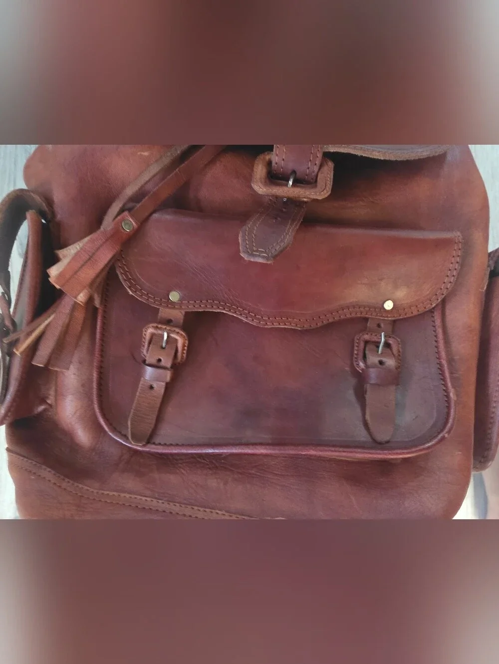 X-Large All Tan Mexican LEATHER Cargo Backpack 🎒
